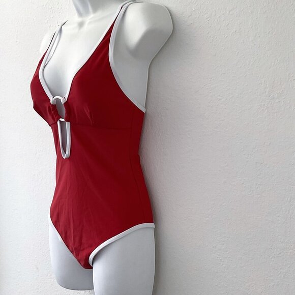 NEW CENTER RING PLUNGE MONOKINI ONE PIECE SWIMSUIT - Picture 3 of 10